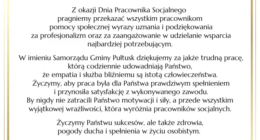 Życzenia z okazji Dnia Pracownika Socjalnego