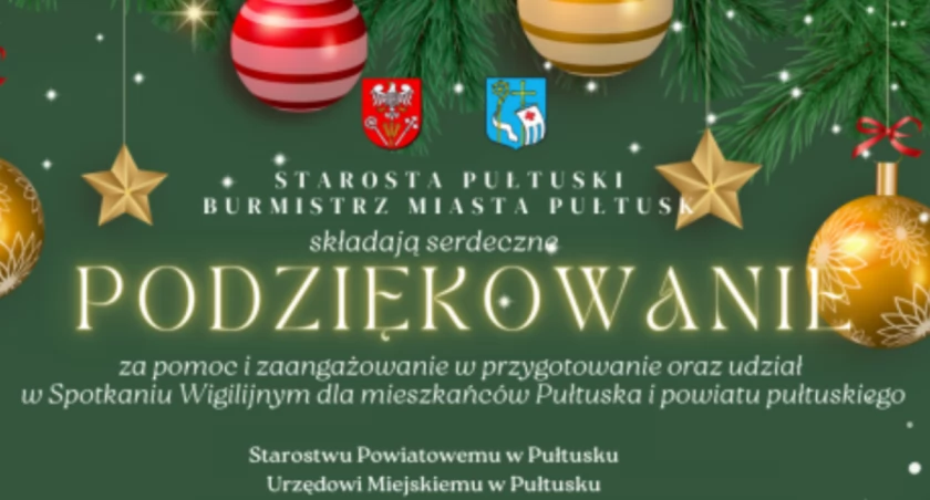 PODZIĘKOWANIE Starosty Pułtuskiego i Burmistrza Miasta Pułtusk