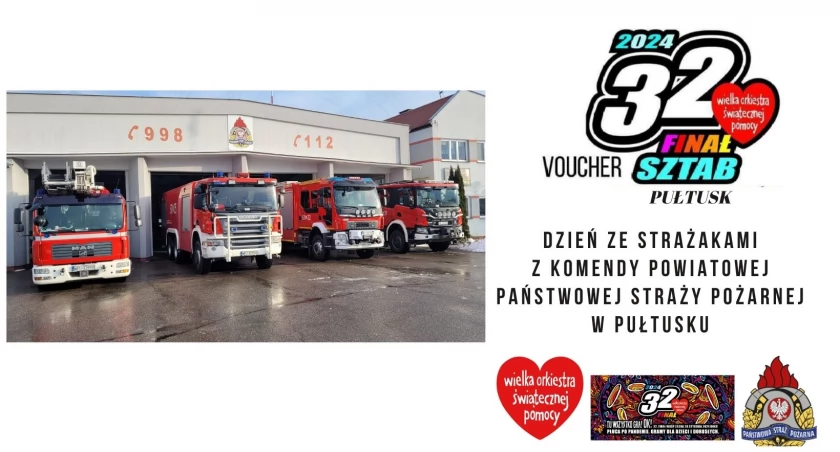 Dzień ze strażakami z Komendy Powiatowej Państwowej Straży Pożarnej w Pułtusku w ramach WOŚP!  