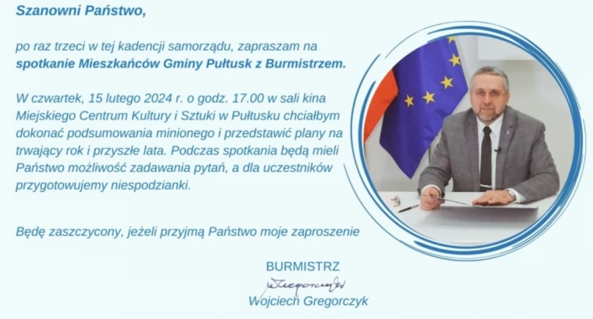 Już dziś w sali kinowej MCKiS spotkanie z Burmistrzem Miasta Pułtusk