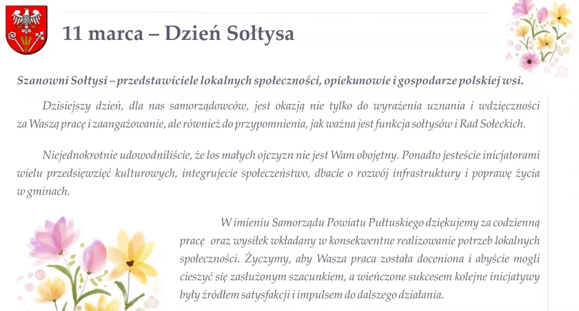 Życzenia na Dzień Sołtysa