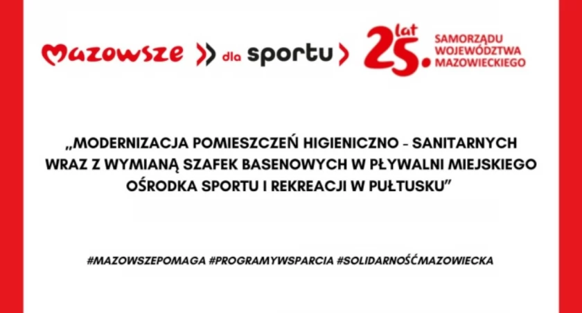 „Modernizacja pomieszczeń higieniczno-sanitarnych wraz z wymianą szafek basenowych w Pływalni Miejskiego Ośrodka Sportu i Rekreacji w Pułtusku”