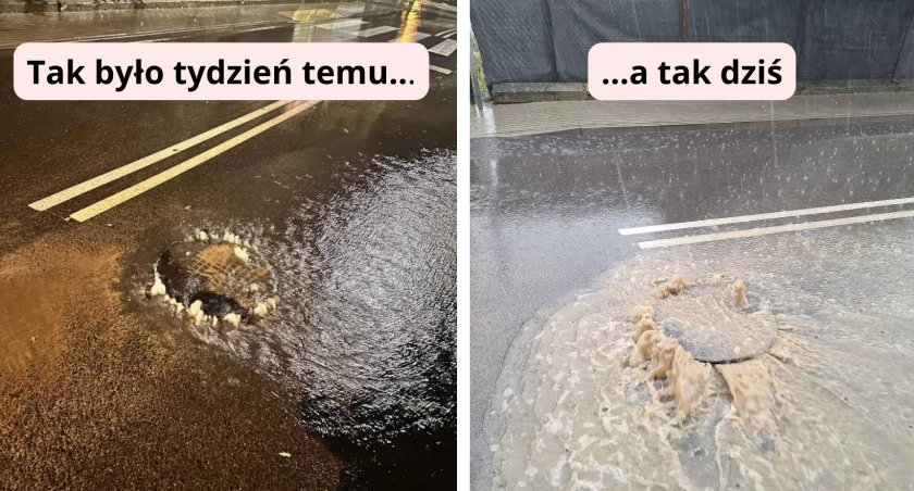 W czasie deszczu niebezpiecznie na ul. Traugutta