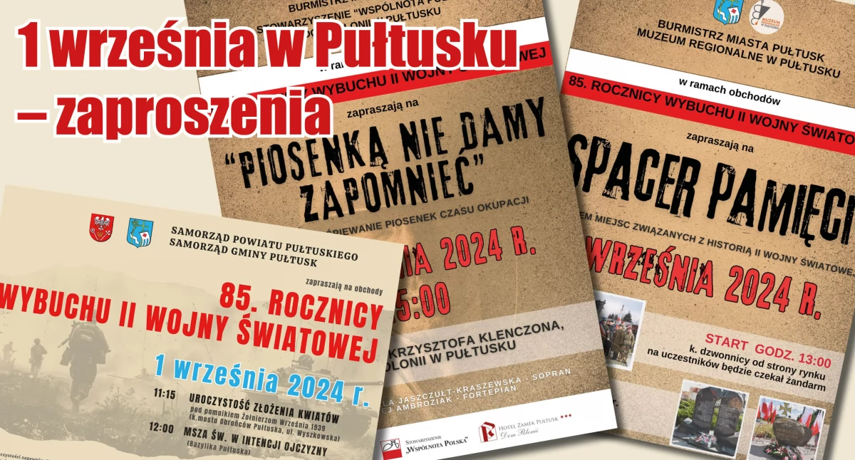 1 września w Pułtusku - zaproszenie na uroczystości i wydarzenia 
