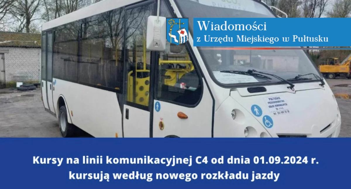 INFORMACJA dotycząca kursów na linii komunikacyjnej C4