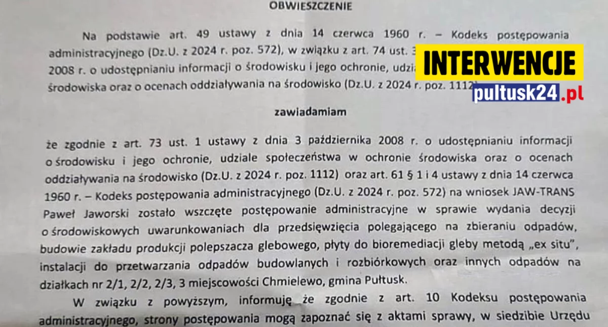 W Chmielewie ma powstać zakład przetwarzania odpadów. Mieszkańcy są przeciw!