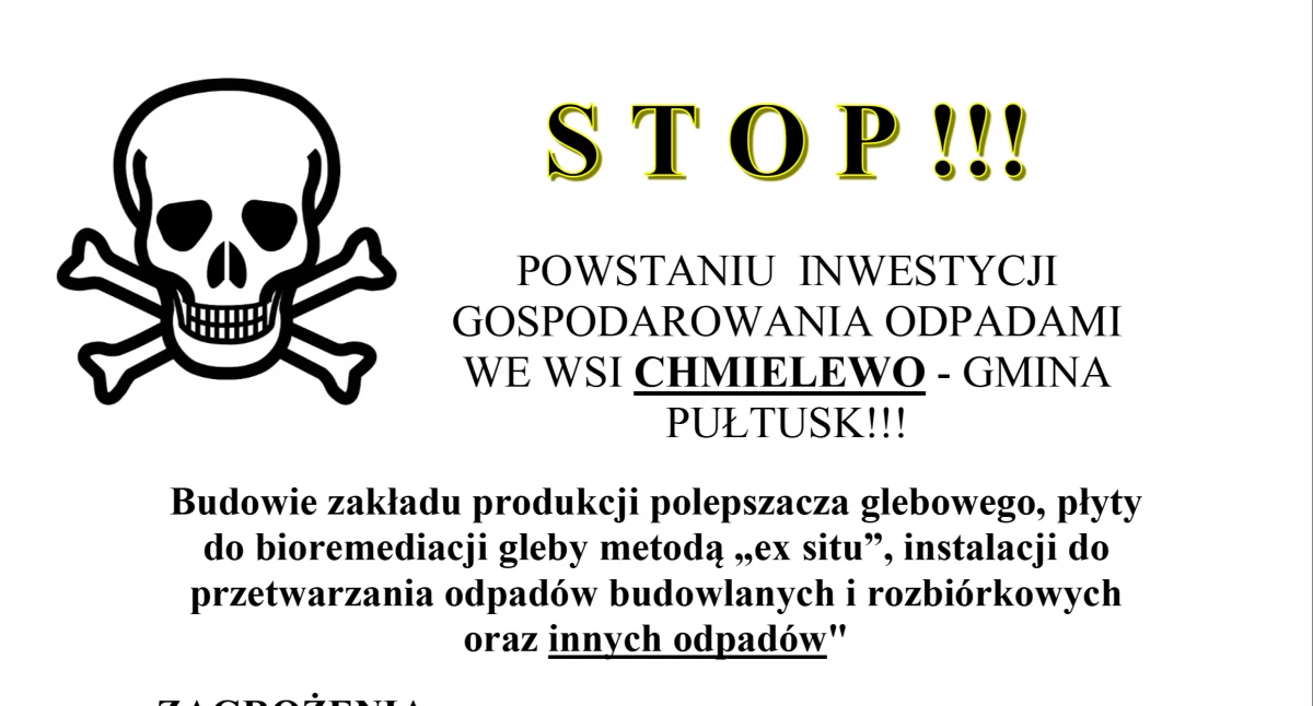 Jesteście przeciwni powstaniu zakładu przetwarzającego odpady w Chmielewie? Możecie wyrazić swój sprzeciw osobiście