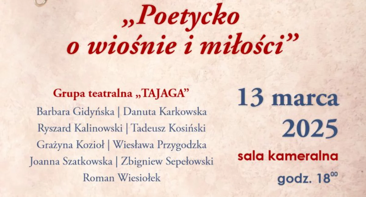 „Poetycko o wiośnie i miłości” już wkrótce w MCKiS – zaproszenie 