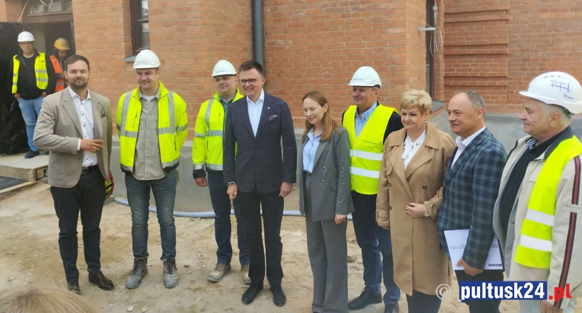 Marszałek Sejmu Szymon Hołownia oraz Minister Funduszy i Polityki Regionalnej Katarzyna Pełczyńska-Nałęcz w Pułtusku 