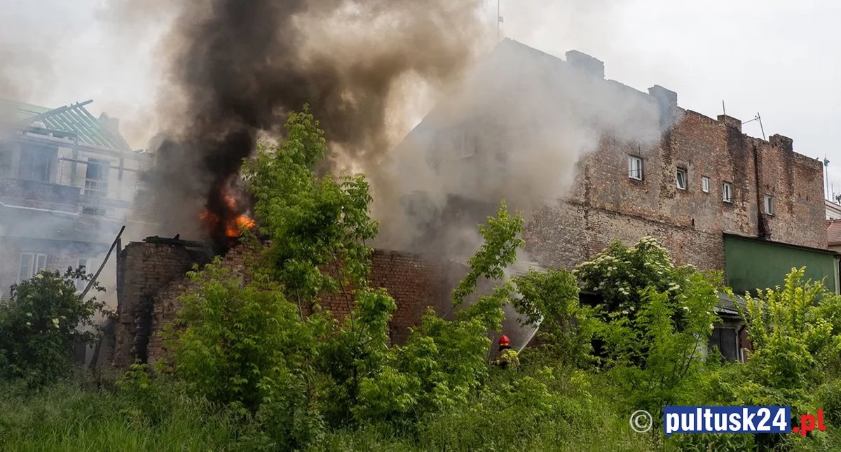 Pożar przy Rynku w Pułtusku