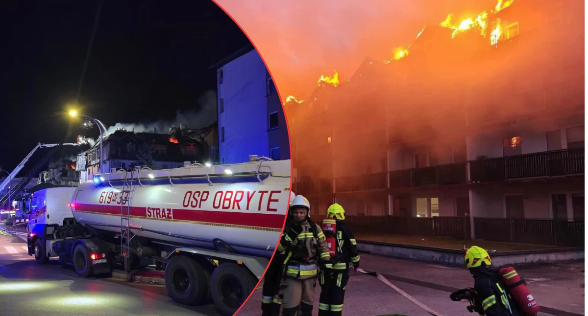 Strażacy z OSP Obryte wsparli akcję gaszenia ogromnego pożaru w Ząbkach