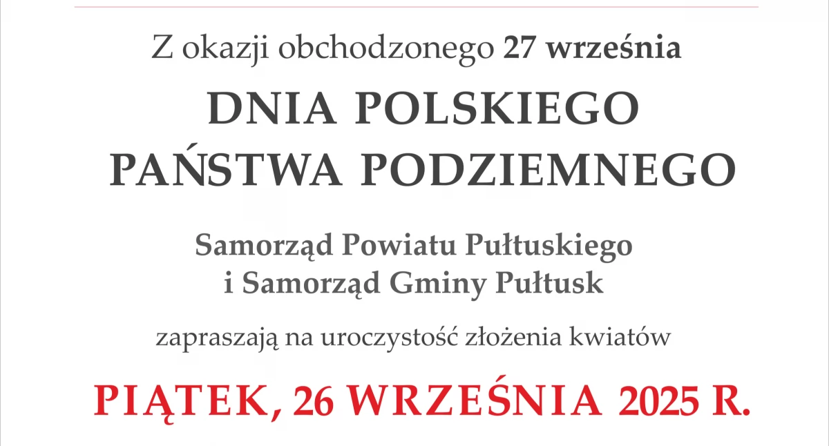 Dzień Podziemnego Państwa Polskiego – zaproszenie na uroczystość