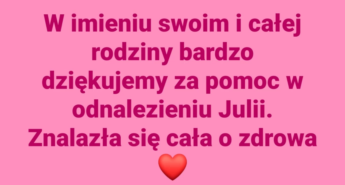 Poszukiwana 16-latka odnalazła się. Rodzina przekazała dobre informacje 