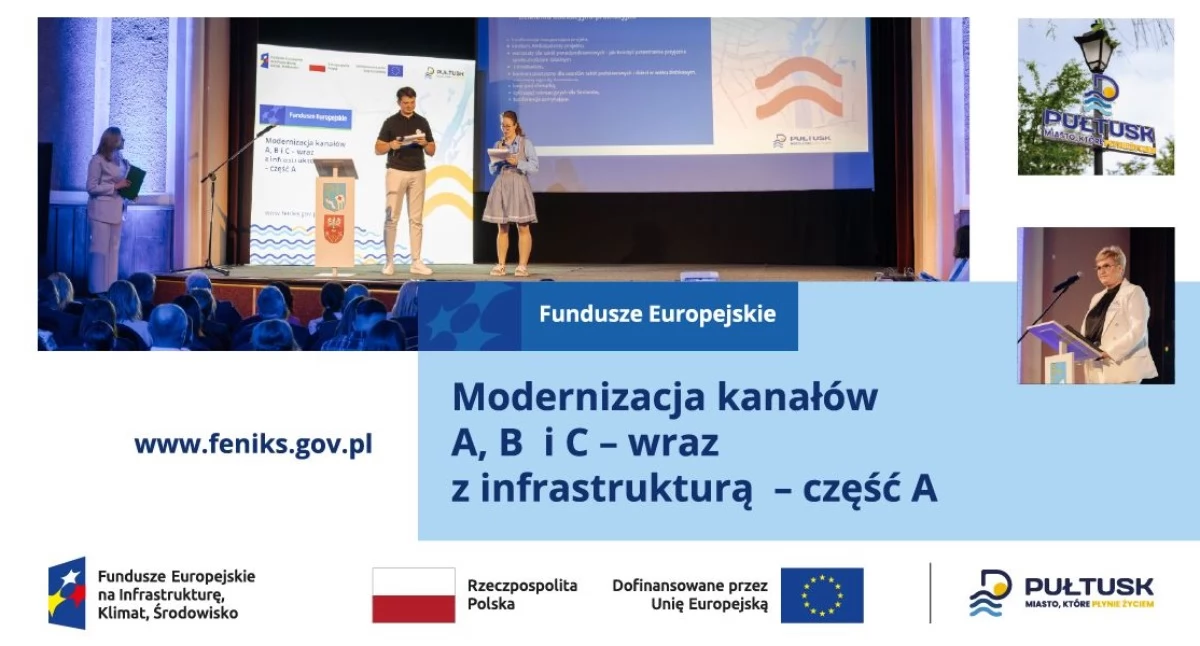 Pułtusk rozpoczął nowy rozdział. Konferencja inaugurująca projekt „Modernizacja kanałów A, B i C wraz z infrastrukturą – część A”.