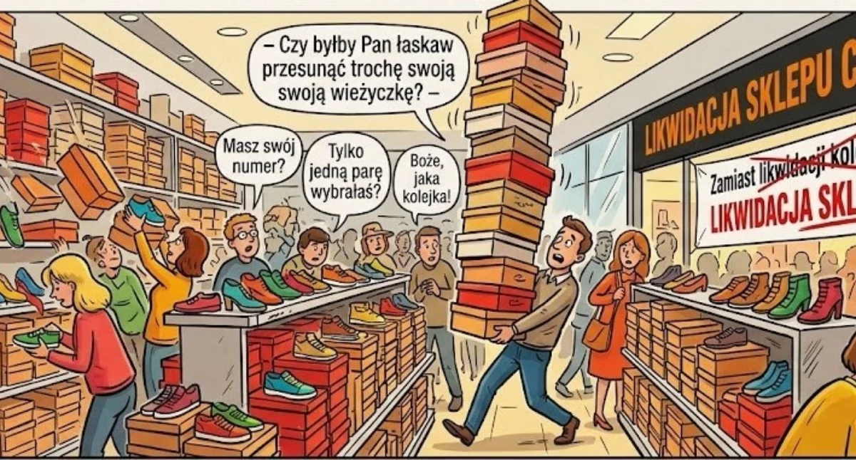 Pan przesunie swoją wieżyczkę? Czyli likwidacja sklepu z butami w Vendo Parku w Pułtusku!