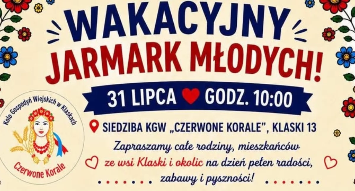Szykujcie się na WIELKI WAKACYJNY JARMARK MŁODYCH u Czerwonych Korali!