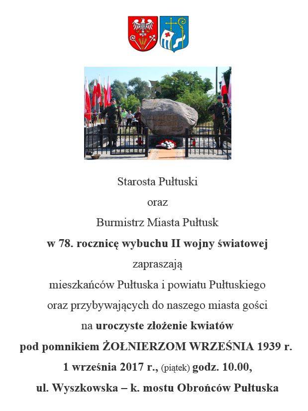 1 września w Pułtusku - zaproszenie