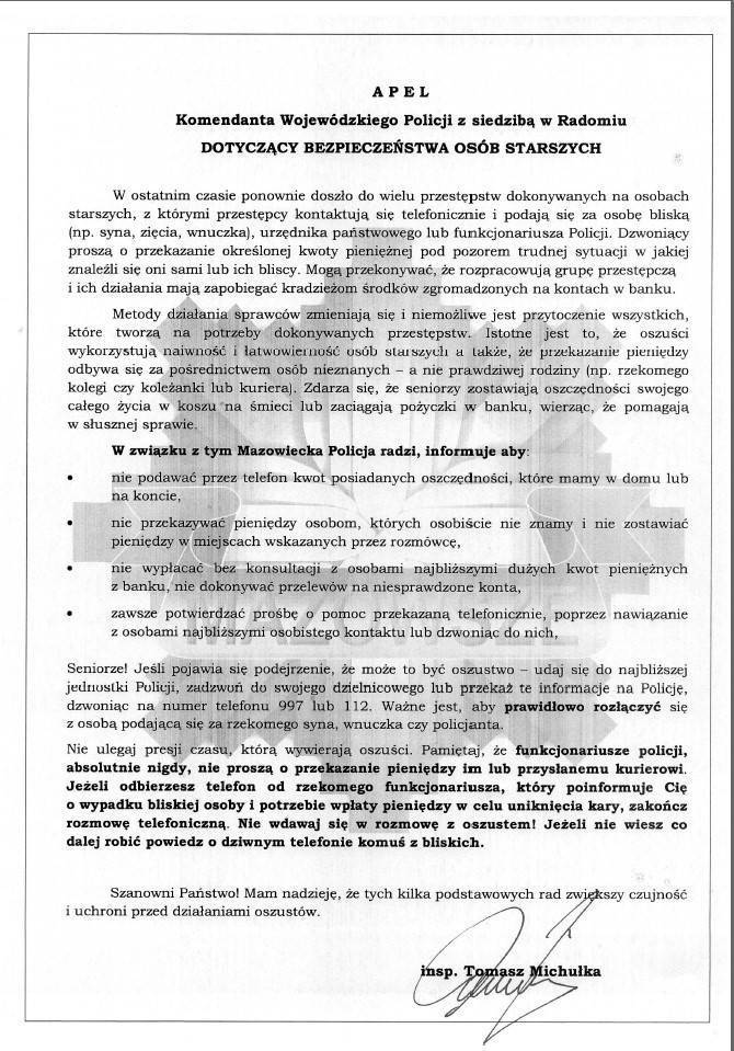 Uwaga na oszustów! - apel Policji