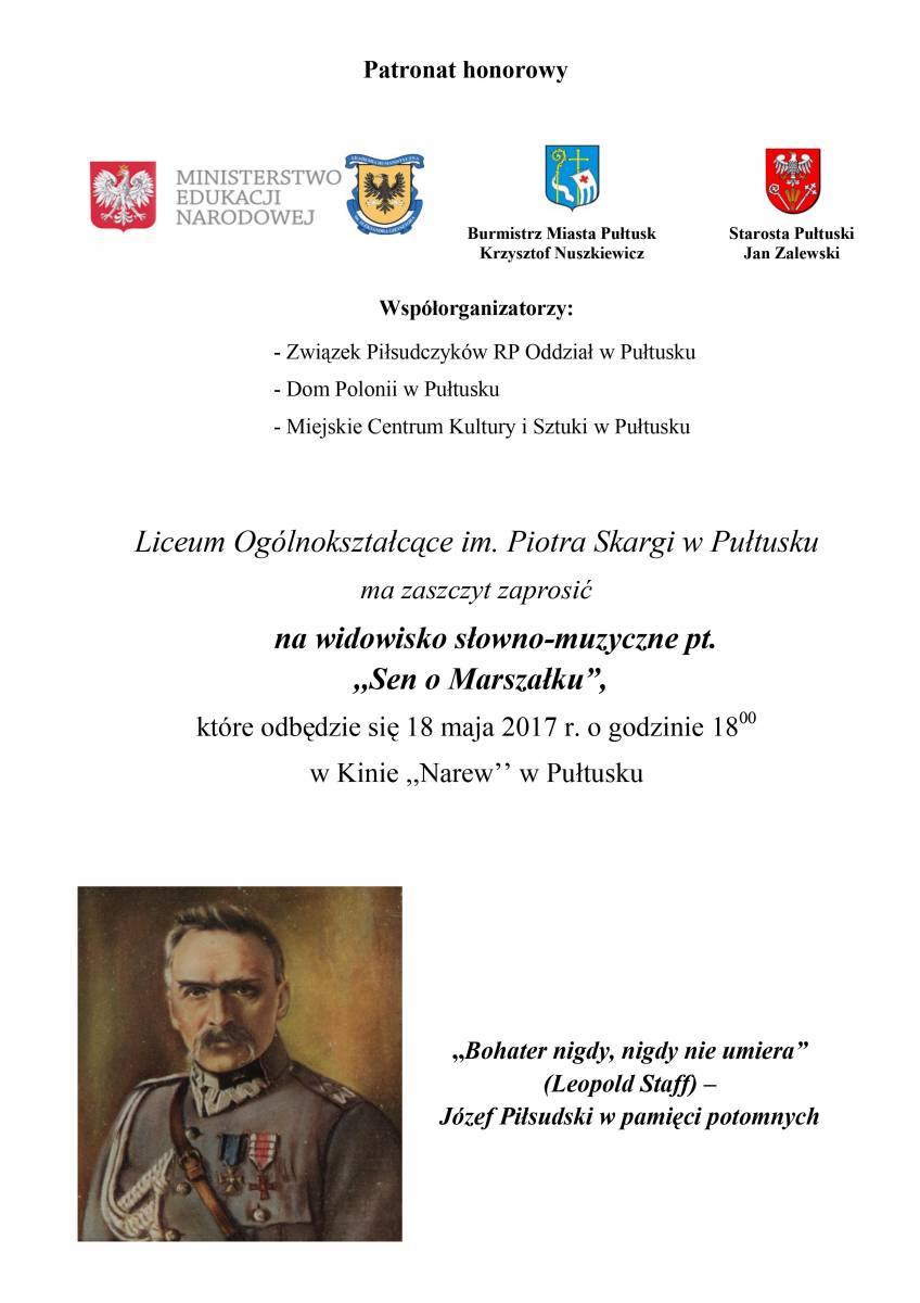 Sen o Marszałku - ZAPROSZENIE