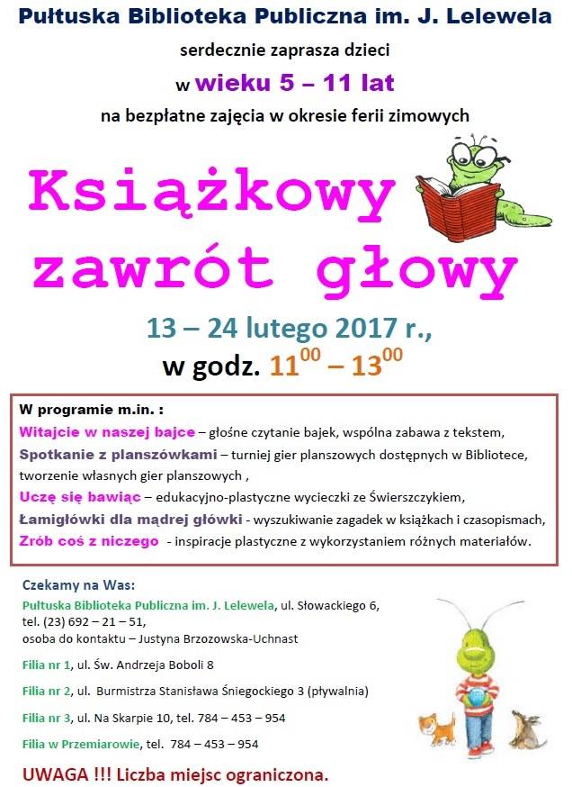Biblioteka zaprasza na ferie