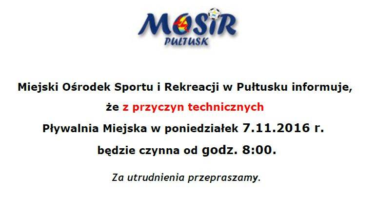 MOSiR informuje