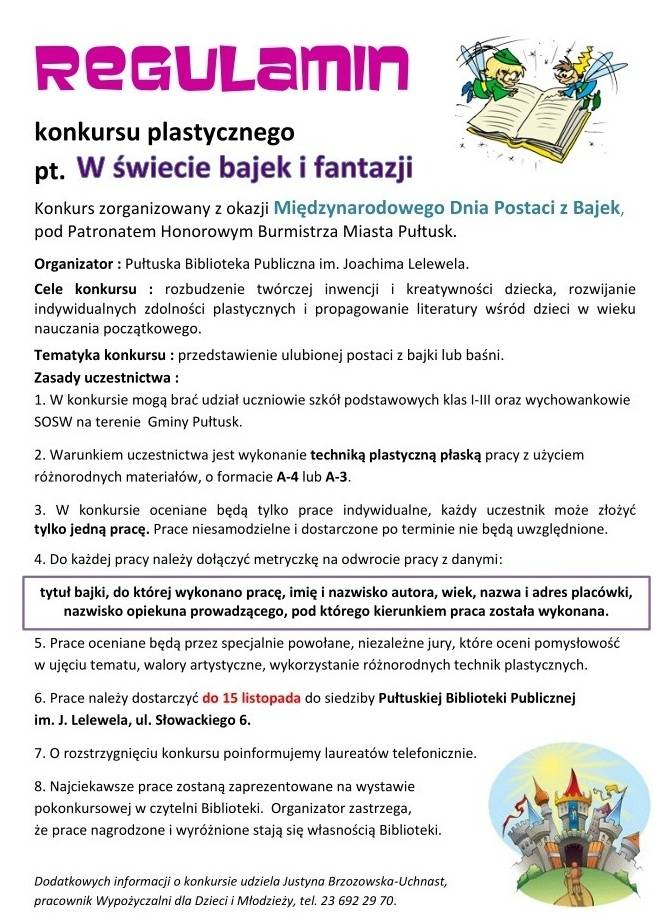 W świecie bajek i fantazji - konkurs plastyczny