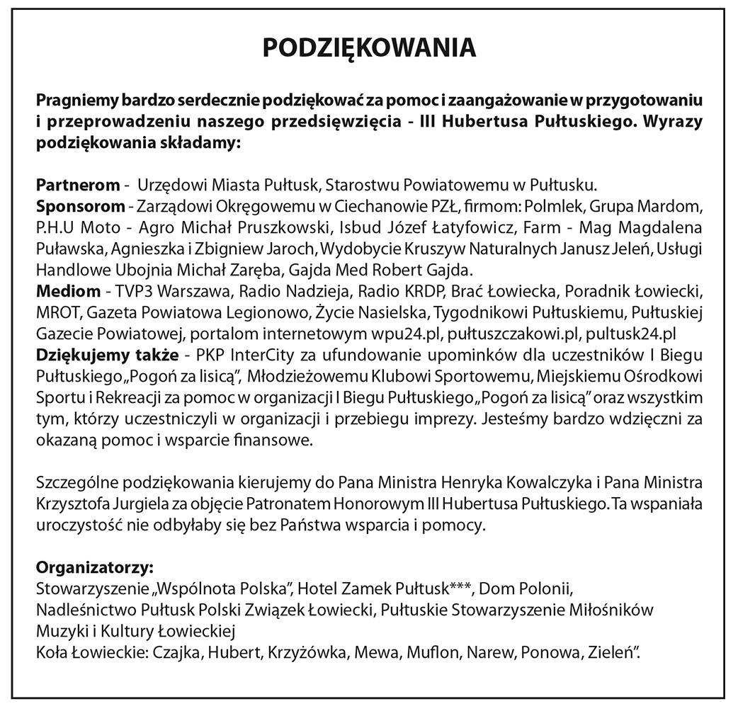 Podziękowania