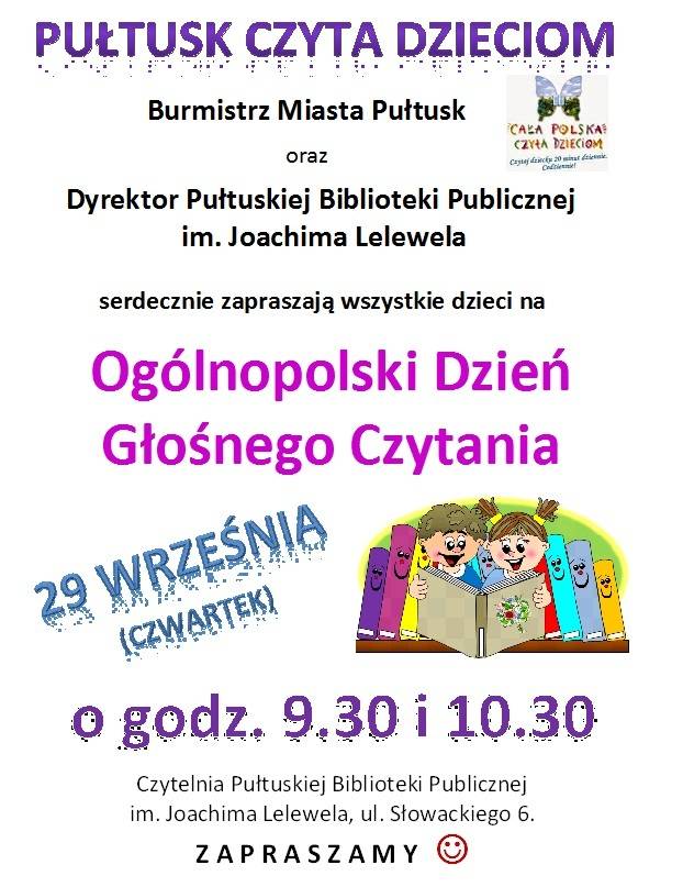 ZAPROSZENIE Pułtusk Czyta Dzieciom 