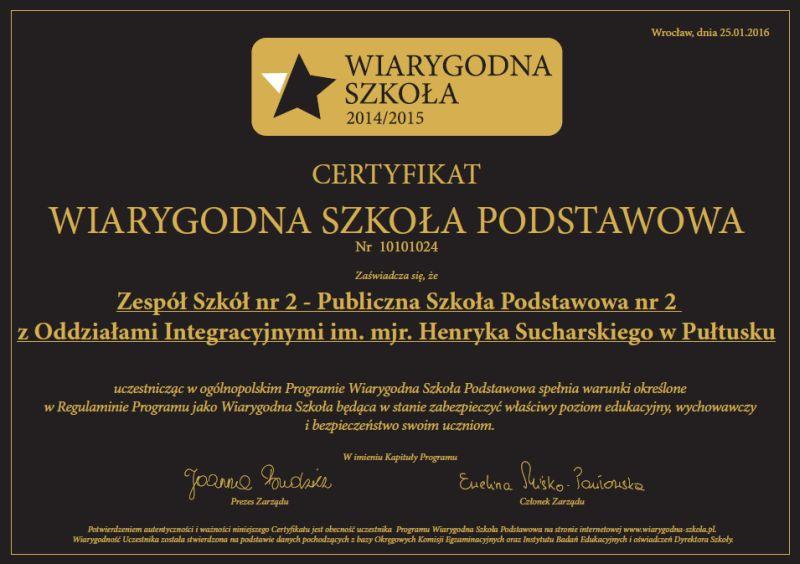 ZS nr 2 i PSP w Bobach wiarygodnymi szkołami