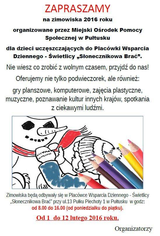 MOPS zaprasza na zimowiska