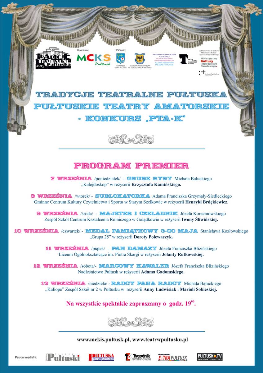 Tradycje Teatralne Pułtuska - harmonogram