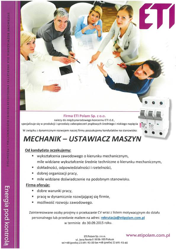 Ogłoszenie ETI POLAM