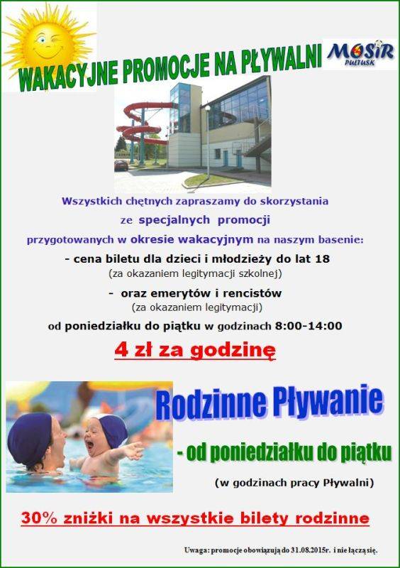 Wakacyjna promocja na pływalni