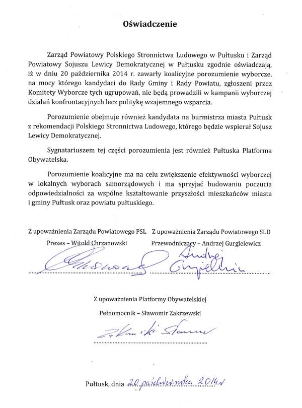 O koalicji już oficjalnie