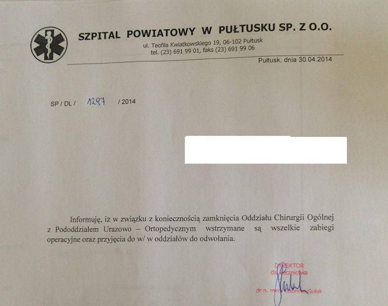 Z ostatniej chwili! Zamykają chirurgię!