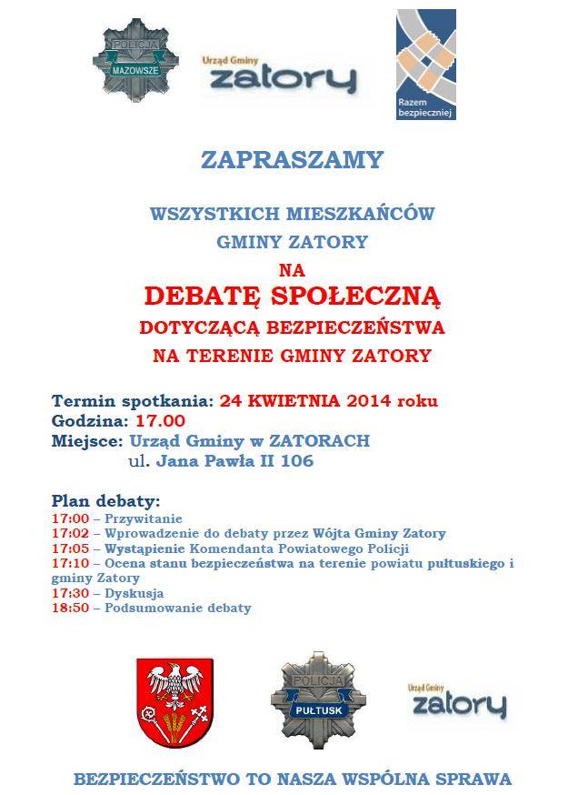 Zaproszenie na debatę w Zatorach