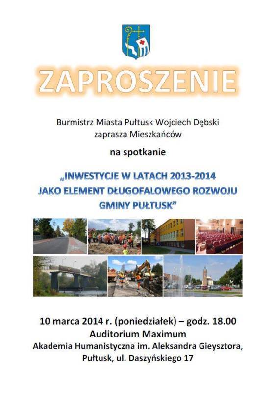 Burmistrz zaprasza mieszkańców