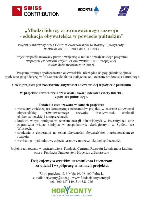 Centrum Zrównoważonego Rozwoju Horyzonty zaprasza