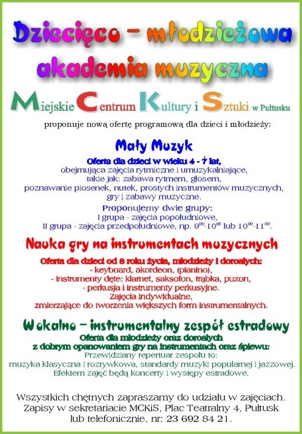  Dziecięco-młodzieżowa akademia muzyczna w MCKiS 