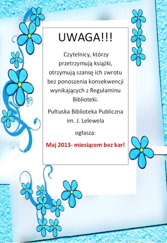 Maj miesiącem bez kar
