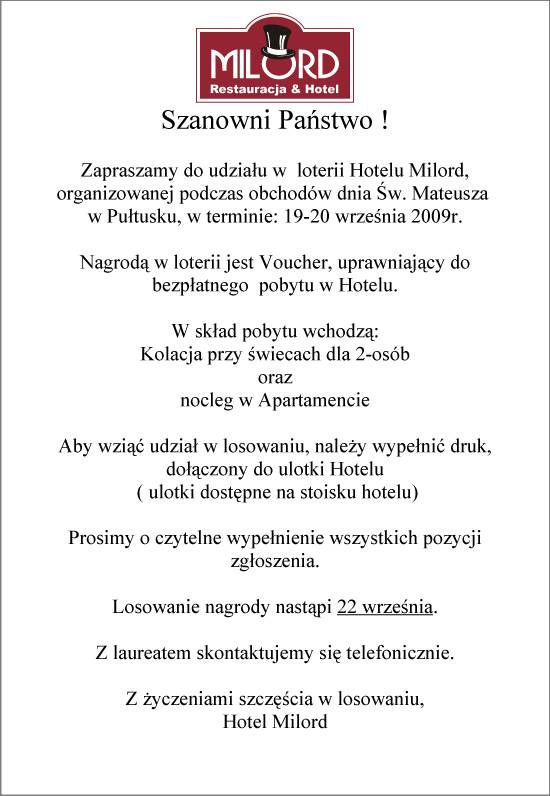 Zapraszamy na loterię