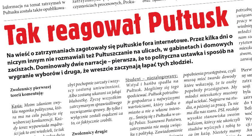 Zatrzymania CBA – pierwsze komentarze pułtuskich polityków