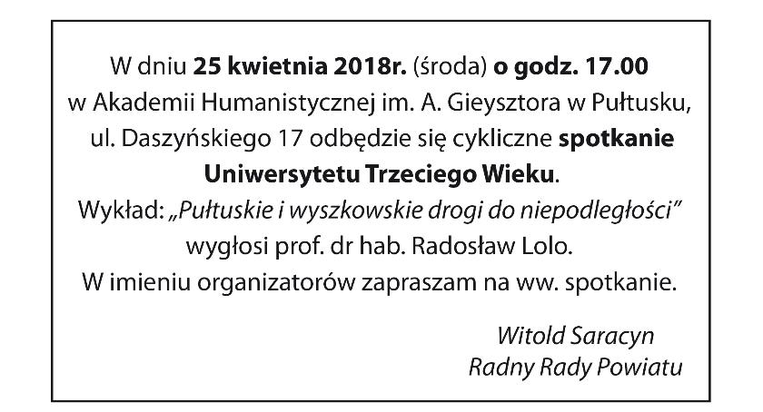 Spotkanie Uniwersytetu Trzeciego Wieku