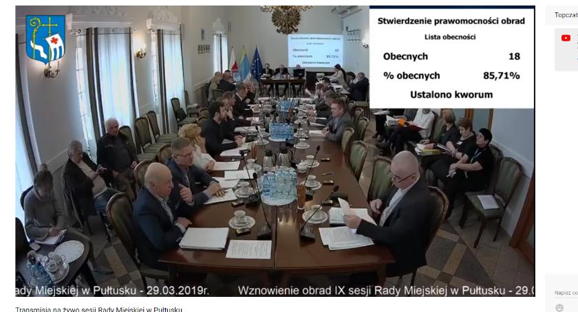 Obrady sesji Rady Miejskiej – transmisja