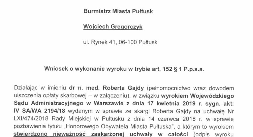 Robert Gajda wnioskuje do burmistrza