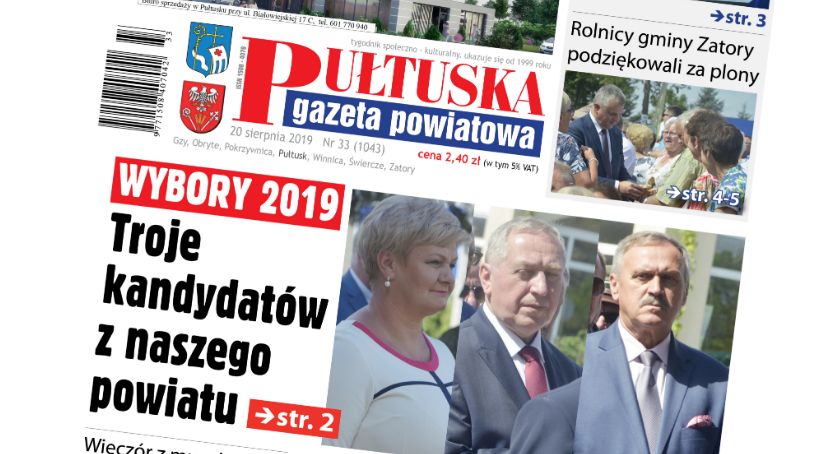 W jutrzejszym, 33 numerze Pułtuskiej Gazety Powiatowej