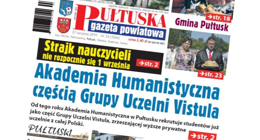 W jutrzejszym, 34 numerze Pułtuskiej Gazety Powiatowej