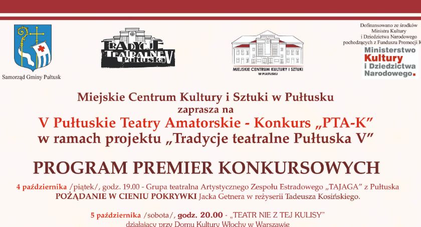 V Pułtuskie Teatry Amatorskie - PROGRAM PREMIER 