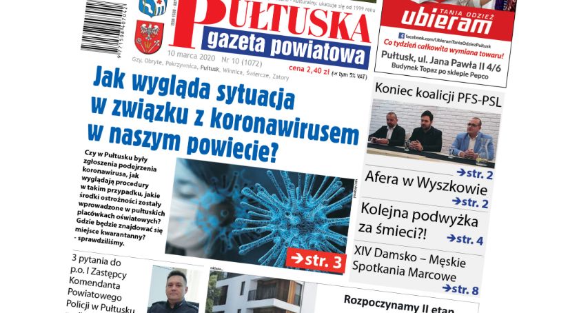 W aktualnym, 10 numerze Pułtuskiej Gazety Powiatowej