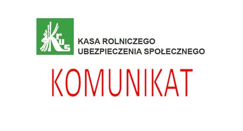 Komunikat placówki terenowej KRUS w Pułtusku